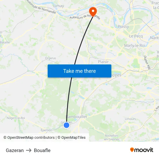 Gazeran to Bouafle map