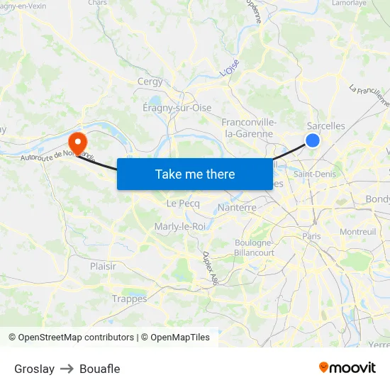 Groslay to Bouafle map