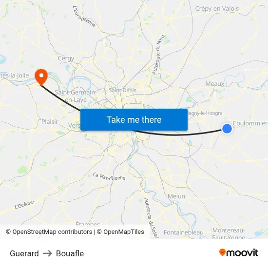 Guerard to Bouafle map
