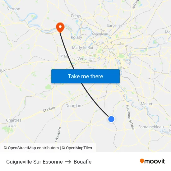 Guigneville-Sur-Essonne to Bouafle map
