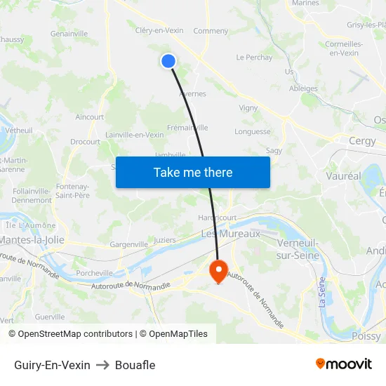 Guiry-En-Vexin to Bouafle map