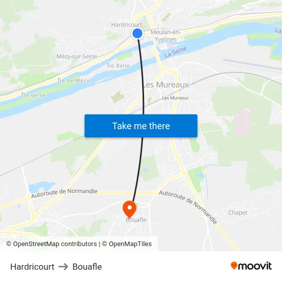 Hardricourt to Bouafle map