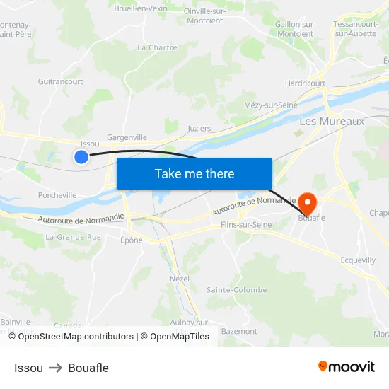 Issou to Bouafle map