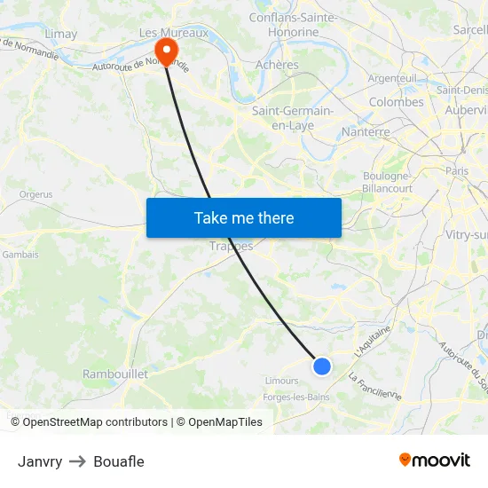 Janvry to Bouafle map
