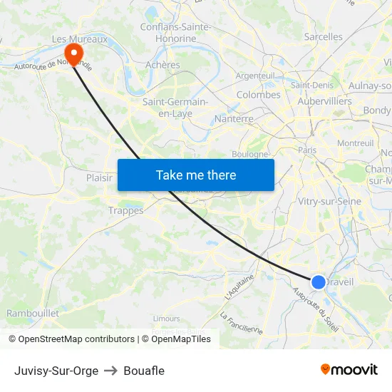 Juvisy-Sur-Orge to Bouafle map