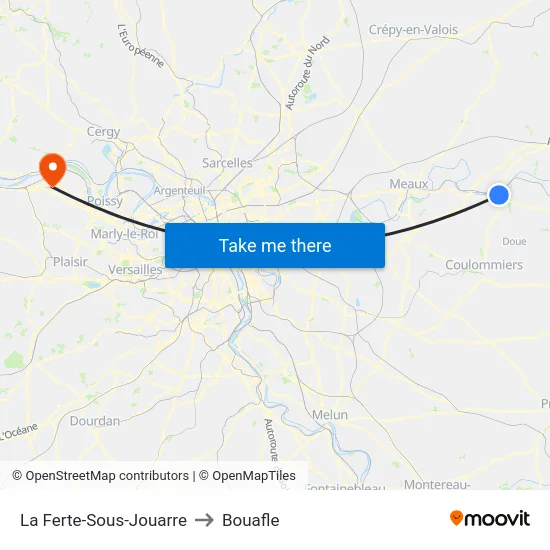 La Ferte-Sous-Jouarre to Bouafle map