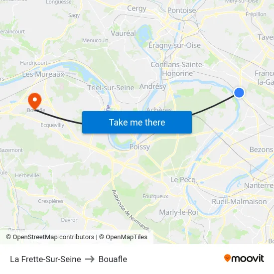 La Frette-Sur-Seine to Bouafle map