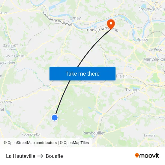 La Hauteville to Bouafle map