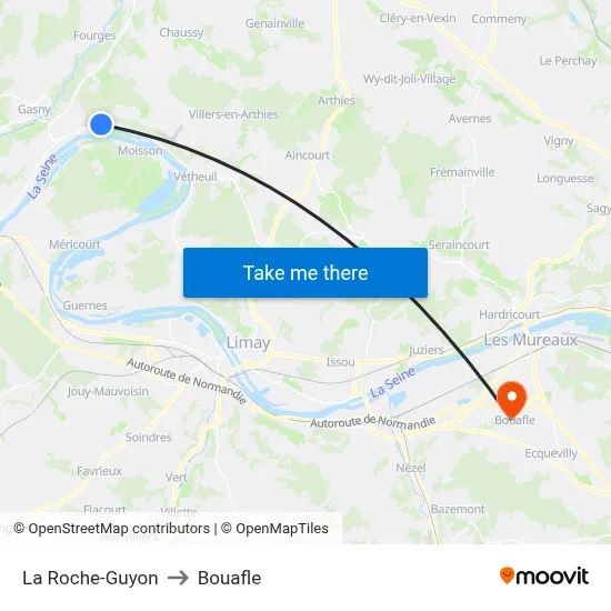 La Roche-Guyon to Bouafle map