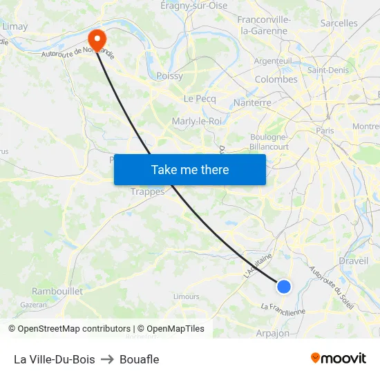 La Ville-Du-Bois to Bouafle map
