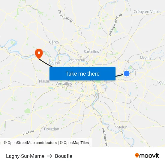 Lagny-Sur-Marne to Bouafle map