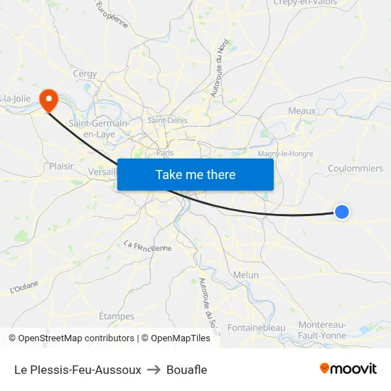 Le Plessis-Feu-Aussoux to Bouafle map