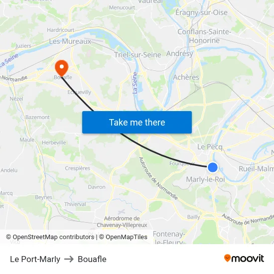 Le Port-Marly to Bouafle map