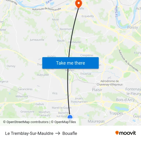 Le Tremblay-Sur-Mauldre to Bouafle map