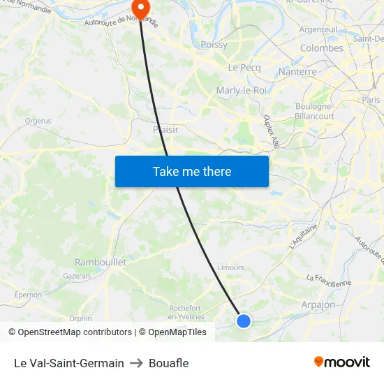 Le Val-Saint-Germain to Bouafle map