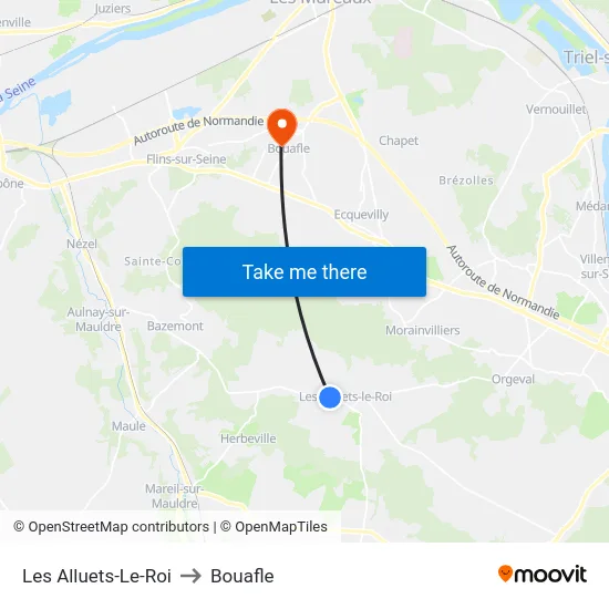 Les Alluets-Le-Roi to Bouafle map