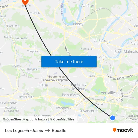 Les Loges-En-Josas to Bouafle map