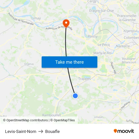Levis-Saint-Nom to Bouafle map