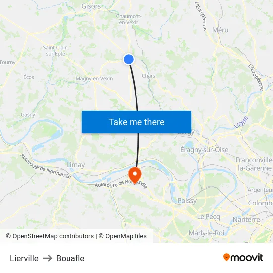 Lierville to Bouafle map