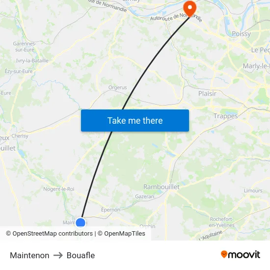 Maintenon to Bouafle map