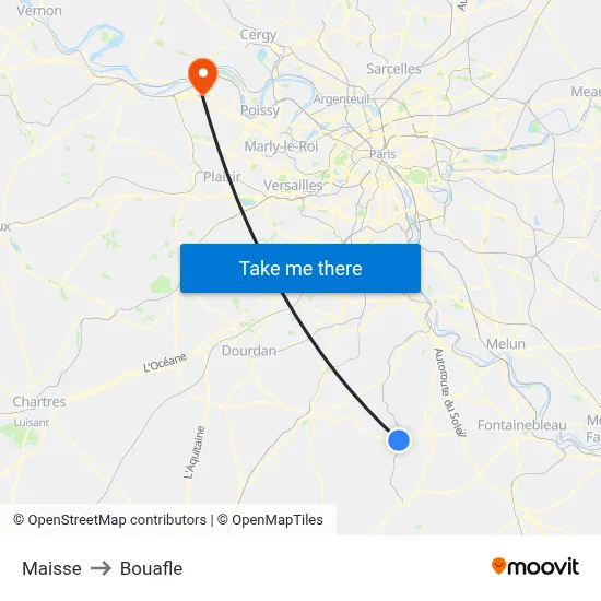 Maisse to Bouafle map