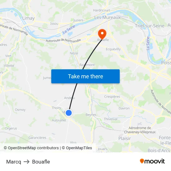 Marcq to Bouafle map