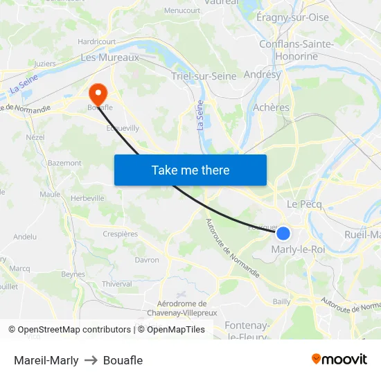 Mareil-Marly to Bouafle map