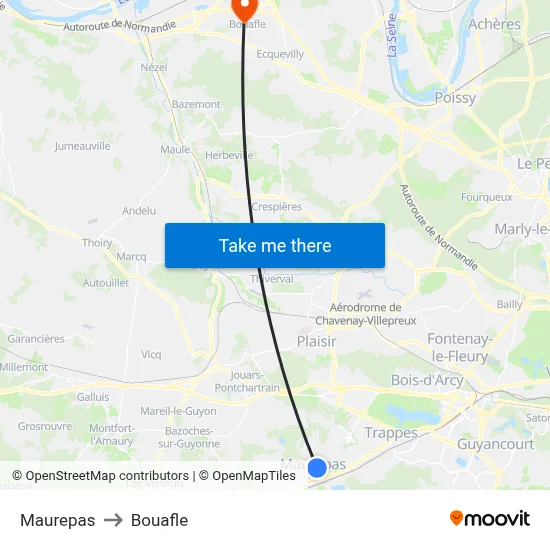 Maurepas to Bouafle map