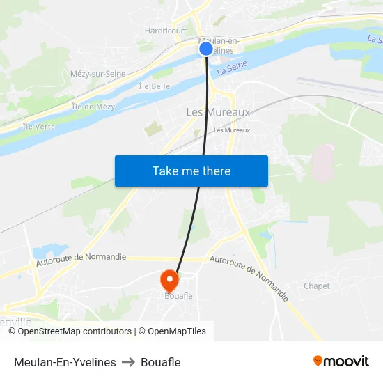 Meulan-En-Yvelines to Bouafle map