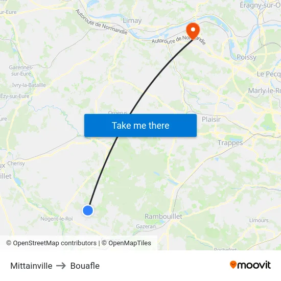 Mittainville to Bouafle map