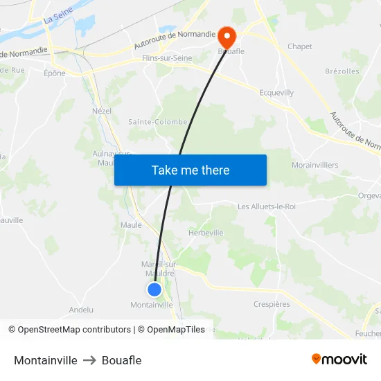 Montainville to Bouafle map
