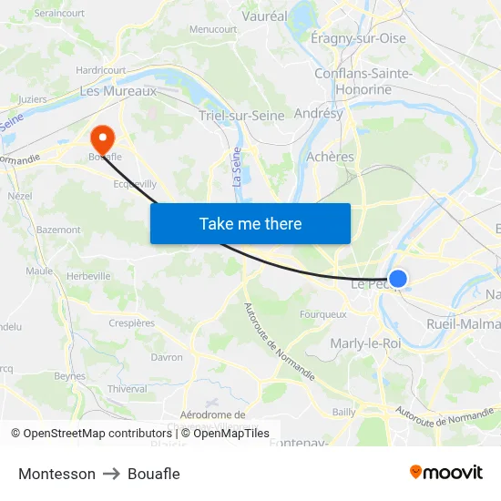 Montesson to Bouafle map