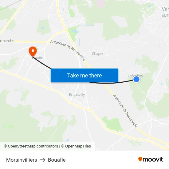 Morainvilliers to Bouafle map