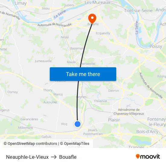 Neauphle-Le-Vieux to Bouafle map