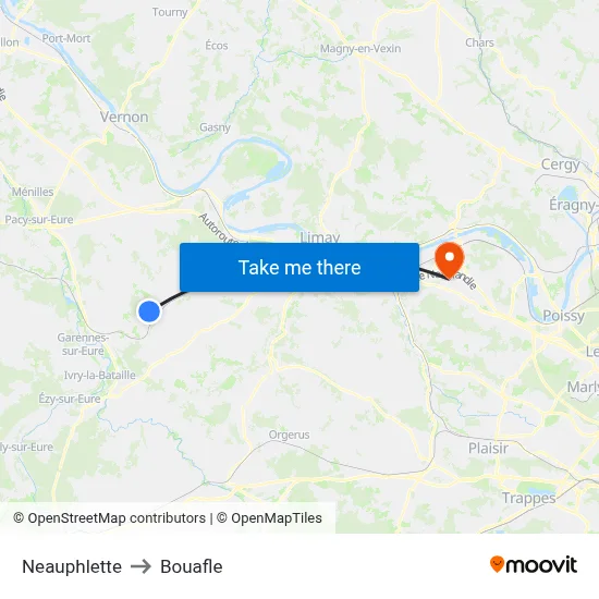 Neauphlette to Bouafle map
