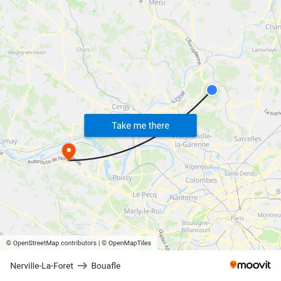 Nerville-La-Foret to Bouafle map