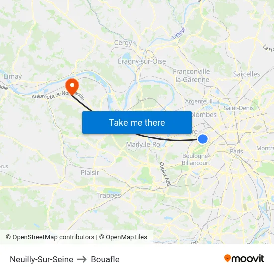 Neuilly-Sur-Seine to Bouafle map