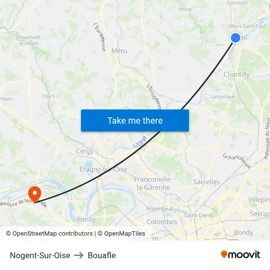Nogent-Sur-Oise to Bouafle map