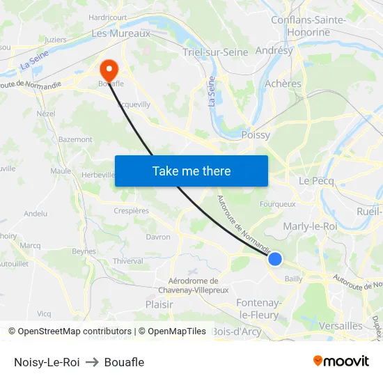 Noisy-Le-Roi to Bouafle map
