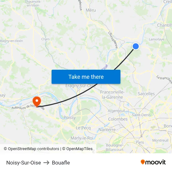 Noisy-Sur-Oise to Bouafle map