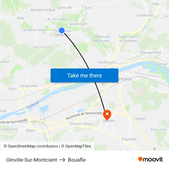 Oinville-Sur-Montcient to Bouafle map
