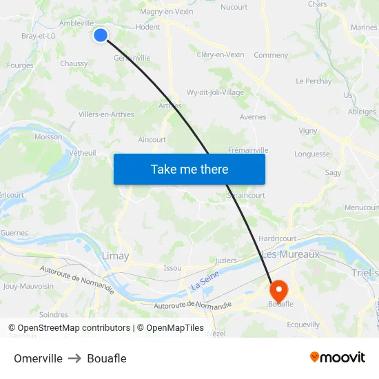 Omerville to Bouafle map