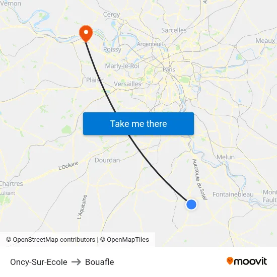 Oncy-Sur-Ecole to Bouafle map