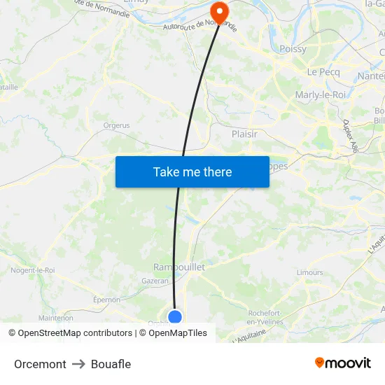 Orcemont to Bouafle map