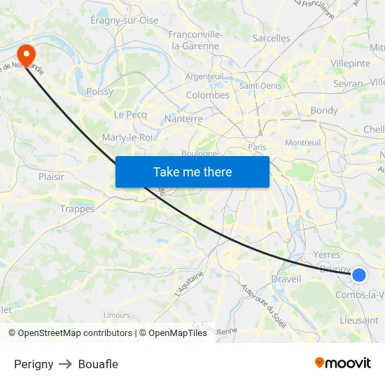 Perigny to Bouafle map