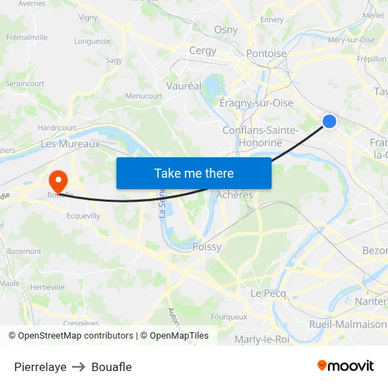 Pierrelaye to Bouafle map