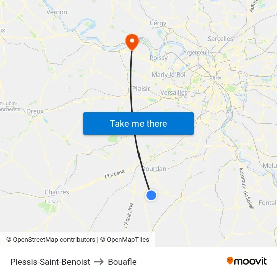 Plessis-Saint-Benoist to Bouafle map