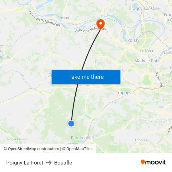 Poigny-La-Foret to Bouafle map