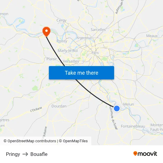 Pringy to Bouafle map