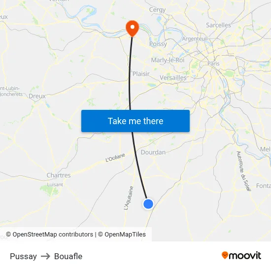 Pussay to Bouafle map